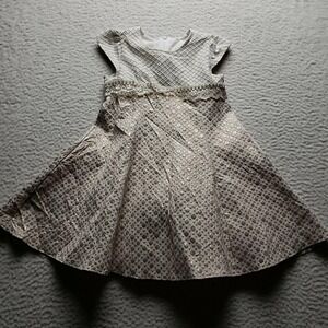 Lilax Dress Girls Size 5 White Gold Jacquard Lace Fit & Flare Party Formal